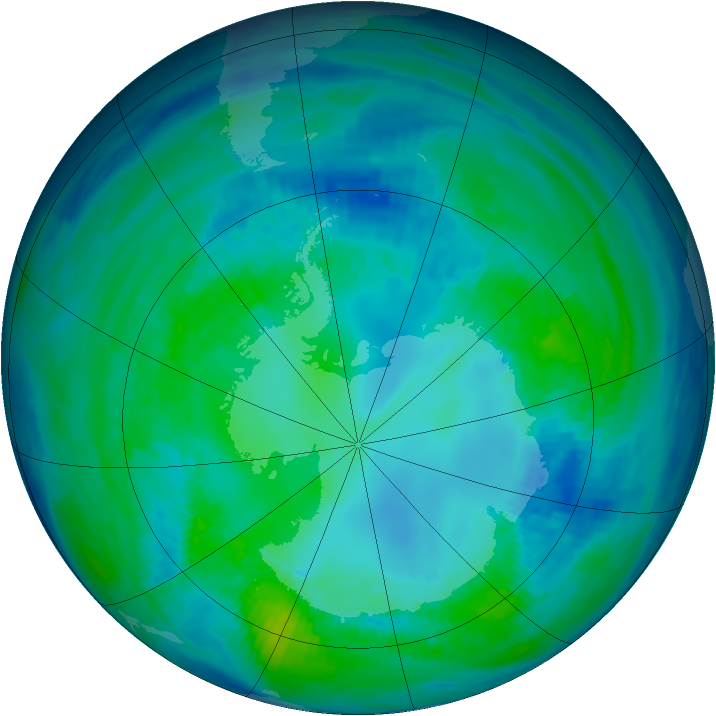 Antarctic ozone map for 24 April 1993